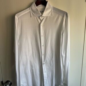 Caesare Attolini White Knit Jersey Dress Shirt